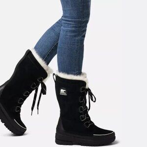 SOREL "Tivoli IV" Tall Black Waterproof Suede & Faux Fur Boots | US 8.5 | NIB